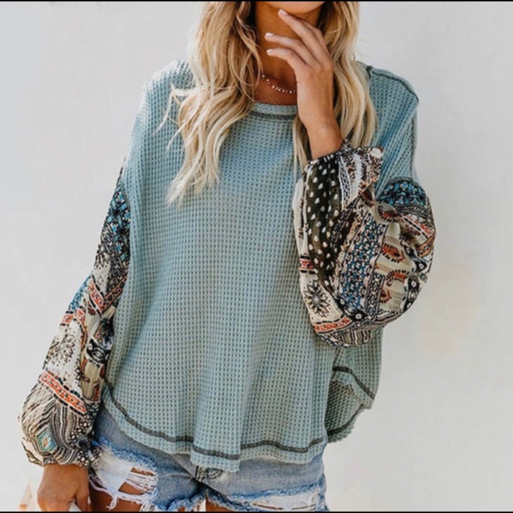 ▪️1 Med left! Bohemian Waffle Weave Chiffon Sleeve - Picture 3 of 3